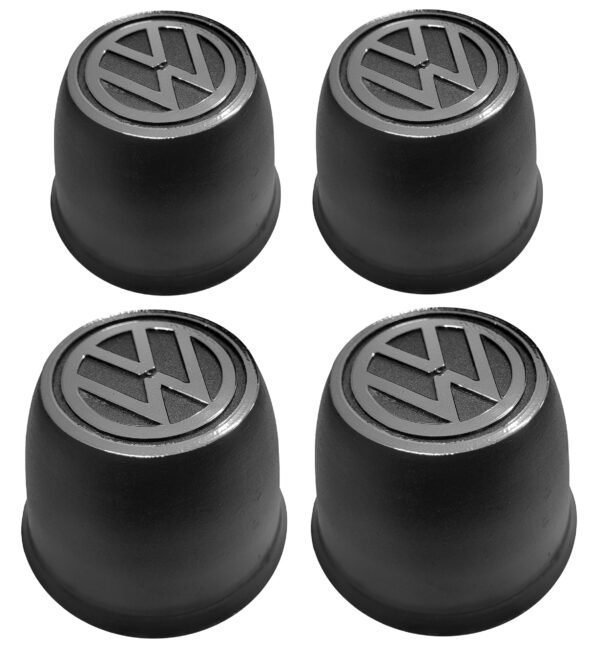 Jogo Calota Centro Roda Fusca Preto Detalhe VW Cromado