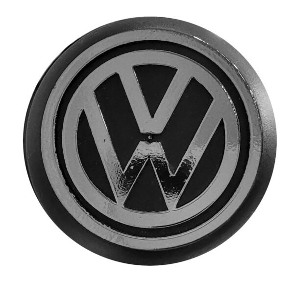 Jogo Calota Centro Roda Fusca Preto Detalhe VW Cromado - Image 3
