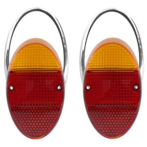Par Lente Lanterna Traseira Âmbar E Rubi Fusca 1200 1300 E Par Aros Cromados