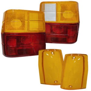 Kit Lente Lanterna Dianteira Âmbar E Lente Traseira Tricolor (Esquerda Sem Luz Ré) Uno 1984 A 1991 Eletronic 1991 A 1994