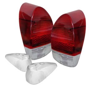 Kit Lente Lanterna Dianteira Cristal E Traseira Bicolor Fusca 1500