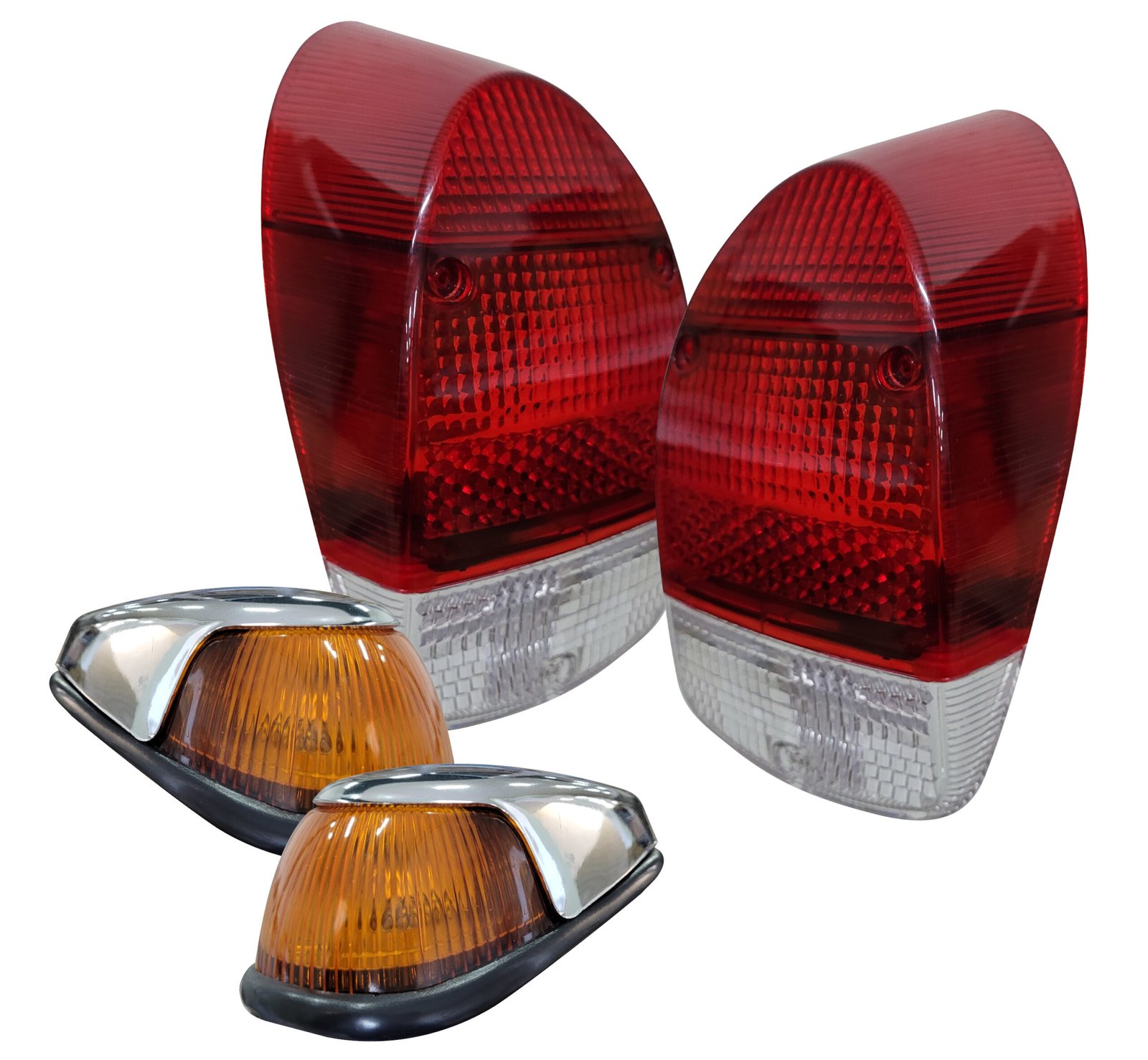 Kit Lanterna Dianteira Âmbar E Lente Traseira Bicolor Fusca 1500 Standard