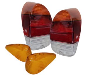 Kit Lente Lanterna Dianteira Âmbar E Traseira Tricolor Fusca 1500