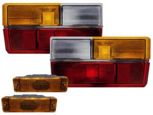 Kit Lanterna Dianteira Âmbar E Traseira Tricolor Com Friso Cromado Gol Bx 1980 A 1986