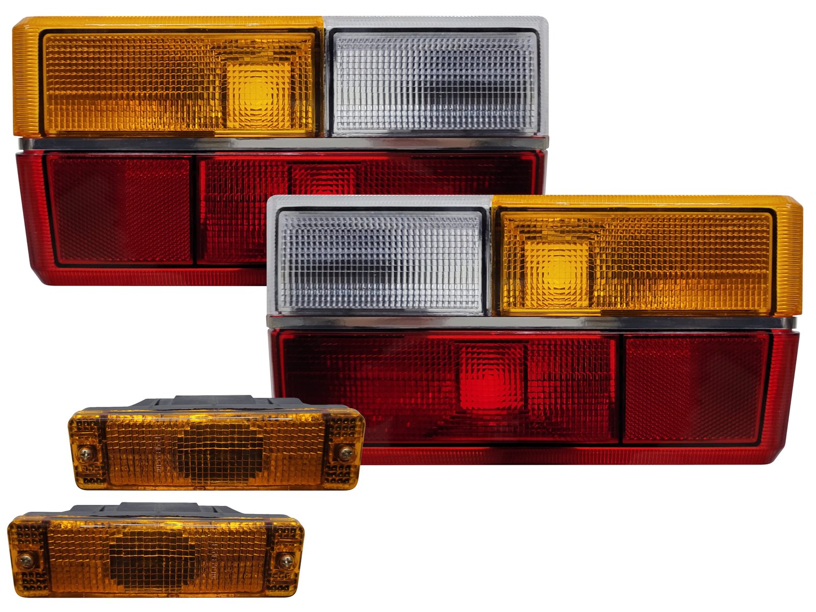 Kit Lanterna Dianteira Âmbar E Traseira Tricolor Com Friso Cromado Gol Bx 1980 A 1986