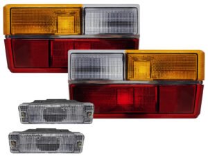 Kit Lanterna Dianteira Cristal E Traseira Tricolor Com Friso Cromado Gol Bx 1980 A 1986