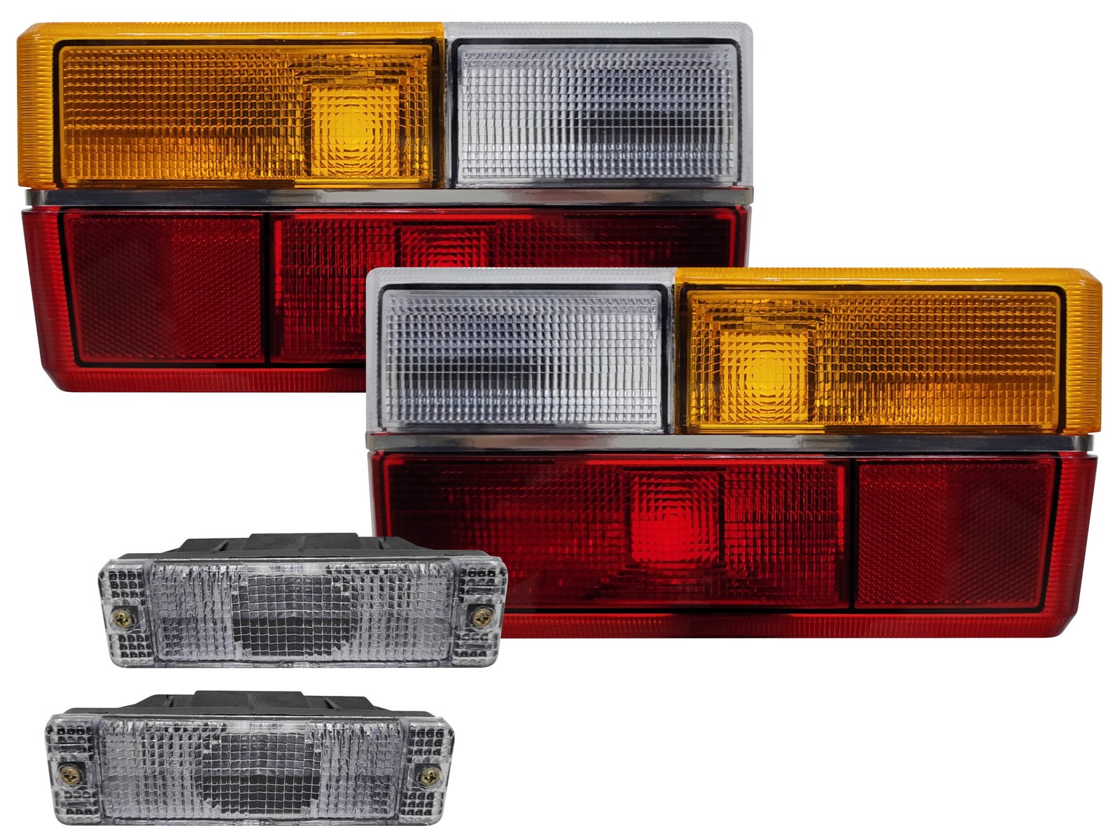 Kit Lanterna Dianteira Cristal E Traseira Tricolor Com Friso Cromado Gol Bx 1980 A 1986